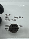 1942 Mercury Dime Littleton Coin Co US 90% Silver Coin VF Condition