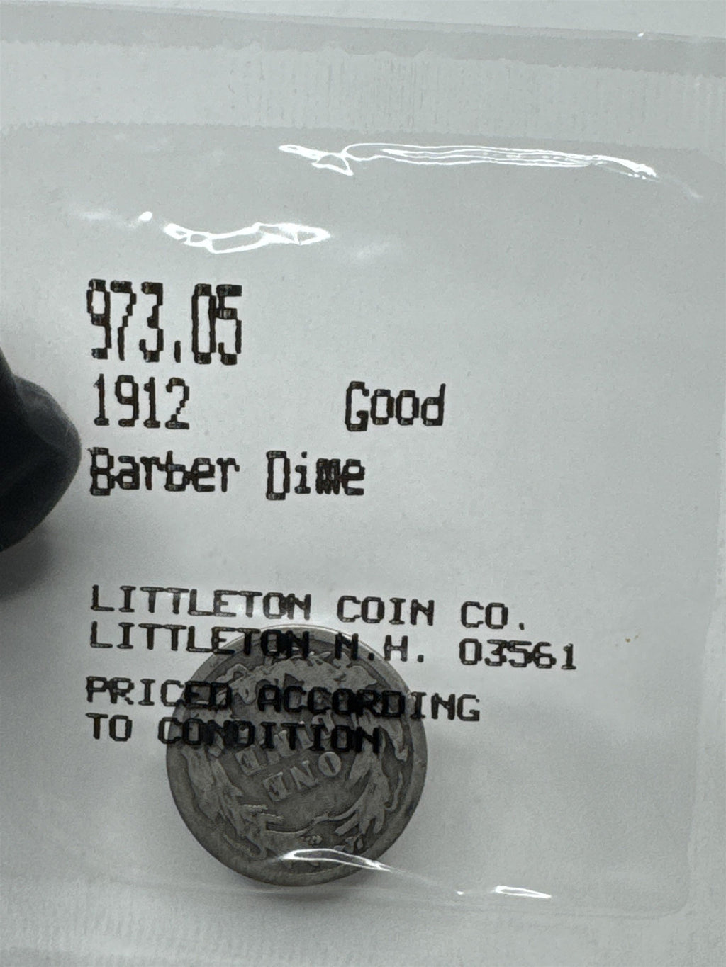 1912-D Barber Dime Good Condition ~ Scarce Coin ~ Littleton Coin Co