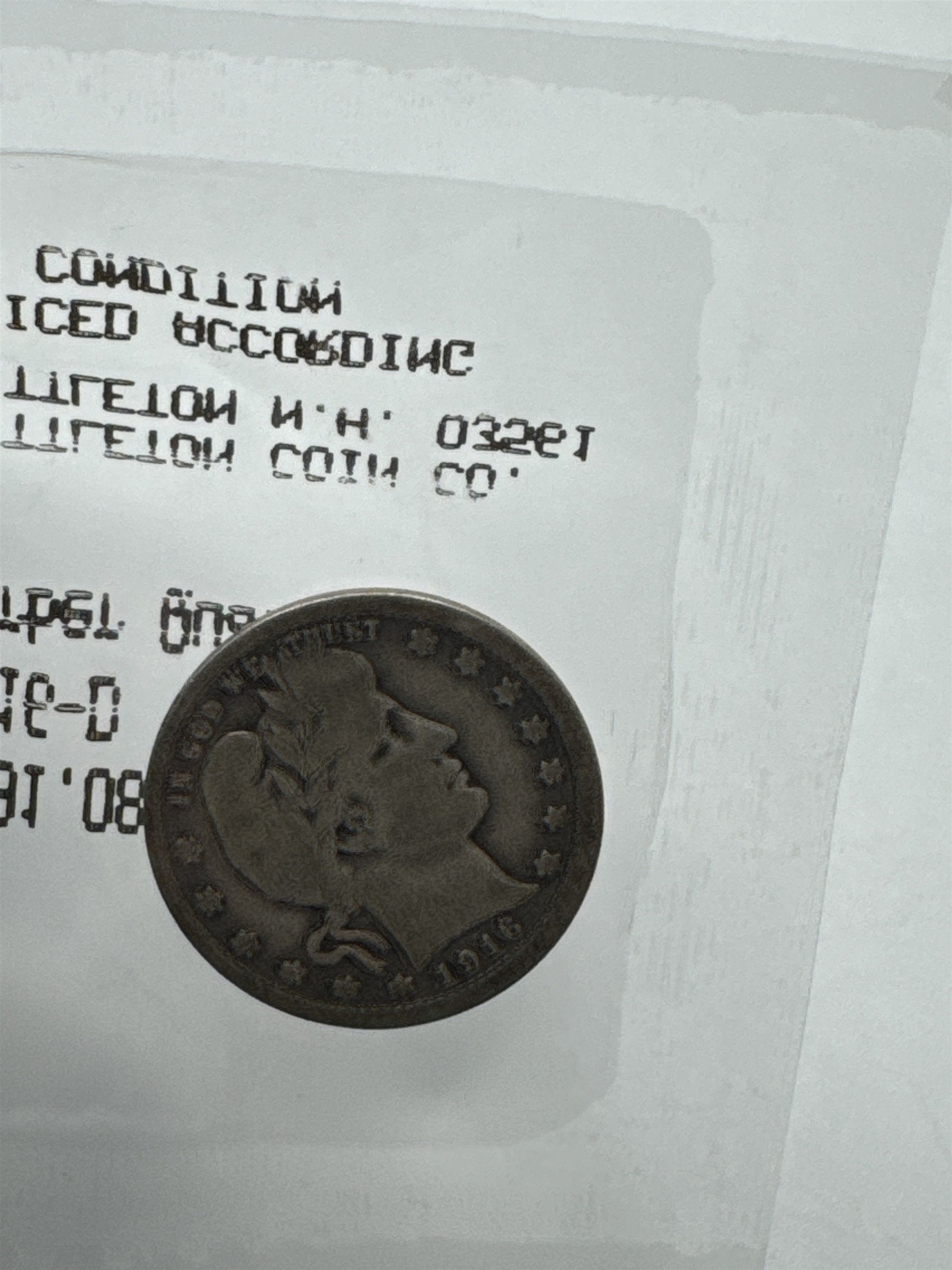 1916-D Barber Quarter Very Good Condition ~ Scarce Coin ~ Littleton Coin Co