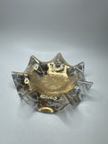 Vintage Amber Jeannette Glass Serving Bowl /w Ruffled Iris Pattern