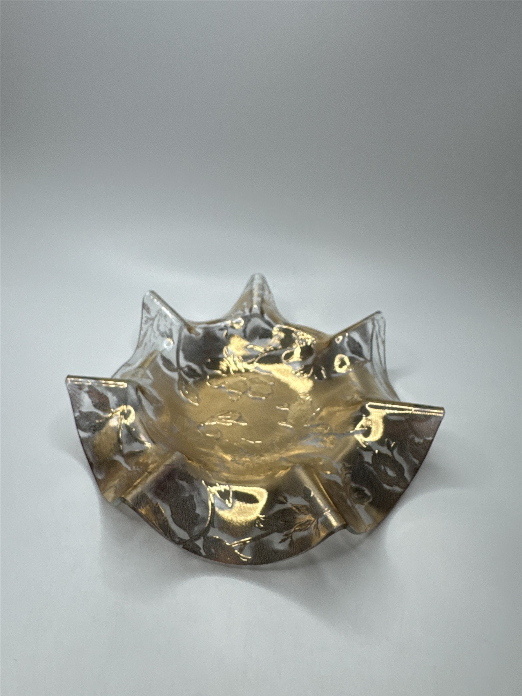 Vintage Amber Jeannette Glass Serving Bowl /w Ruffled Iris Pattern