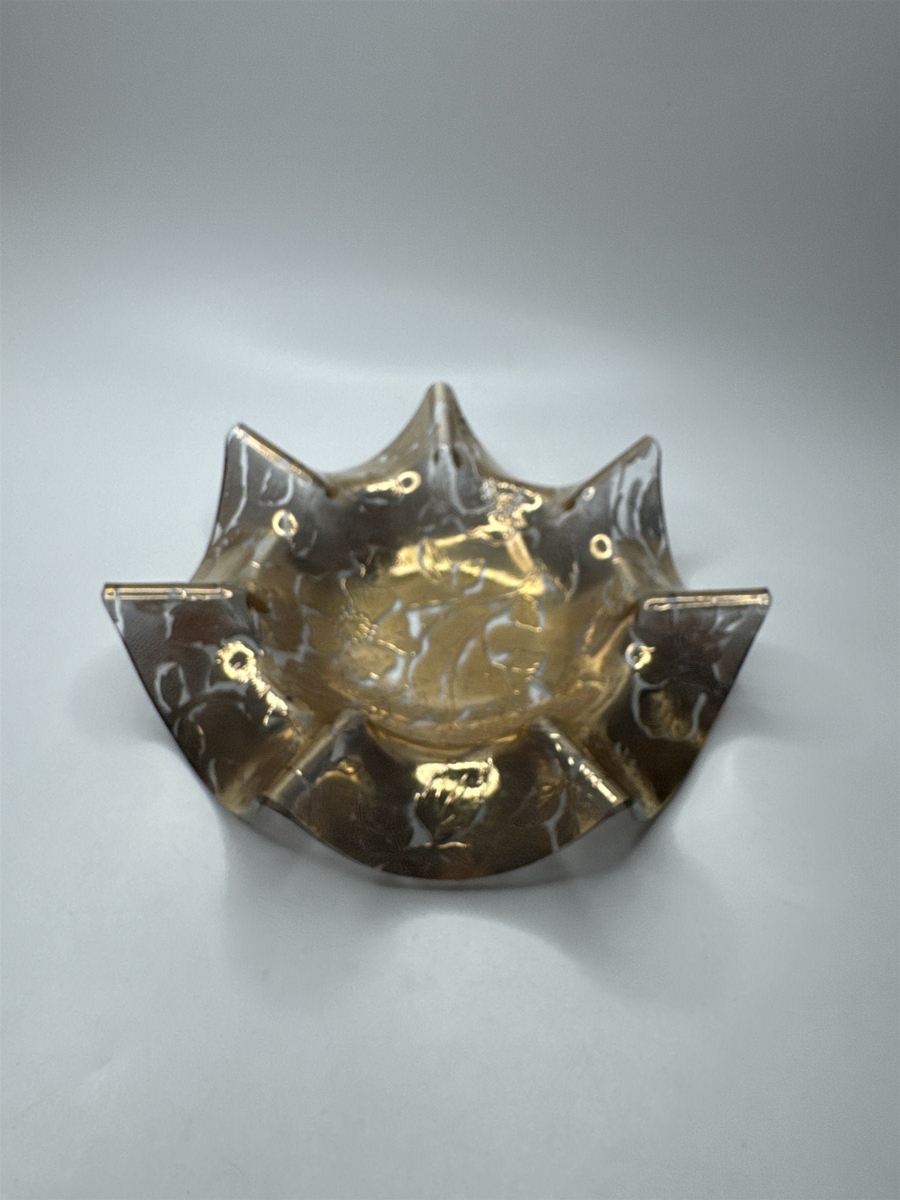 Vintage Amber Jeannette Glass Serving Bowl /w Ruffled Iris Pattern