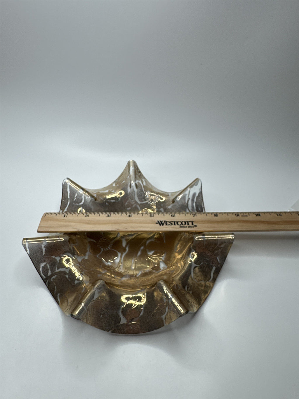 Vintage Amber Jeannette Glass Serving Bowl /w Ruffled Iris Pattern
