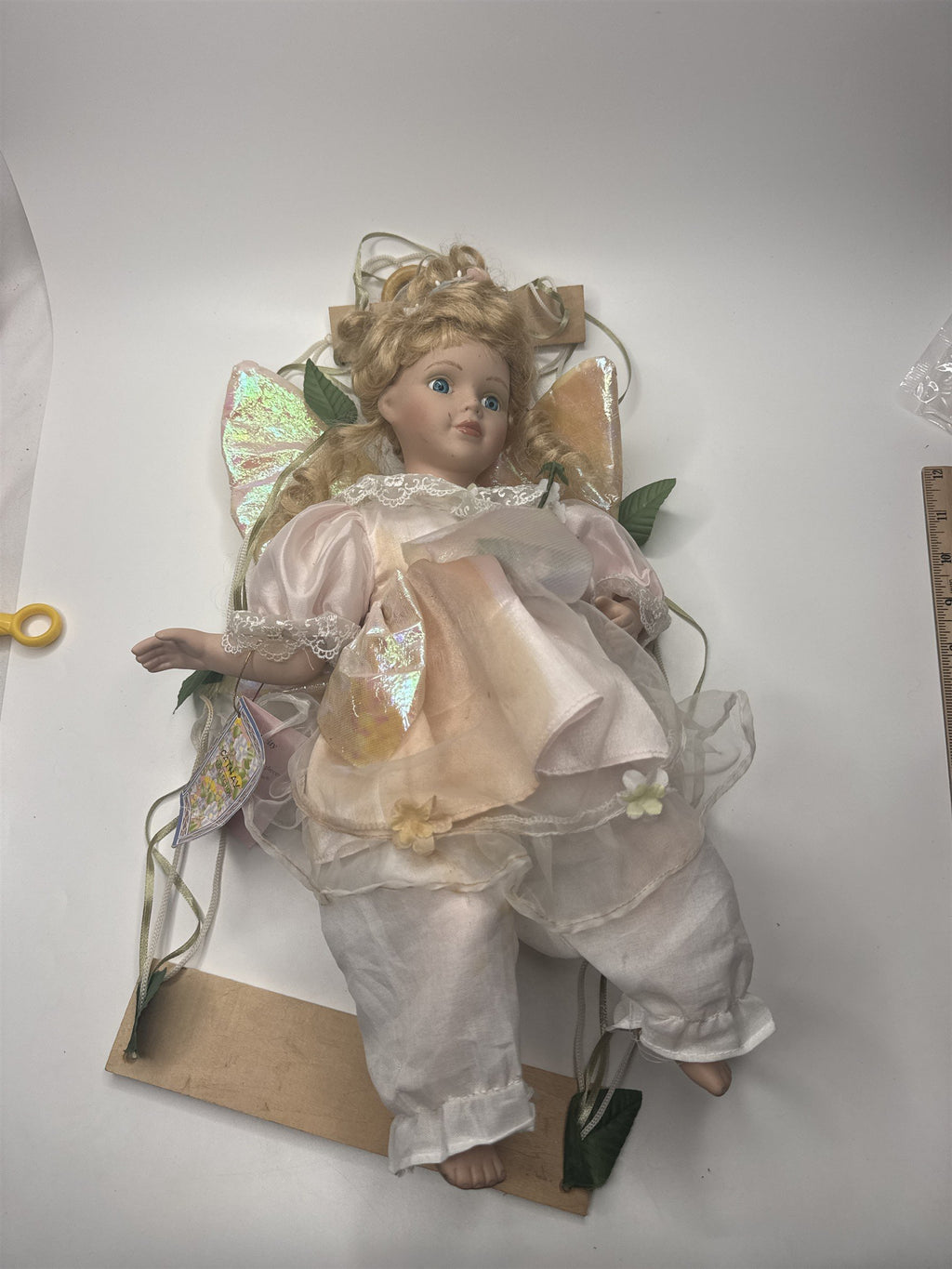 Vintage Cathay 1 of 5000 Swinging Angel Butterfly Wings Porcelain Doll