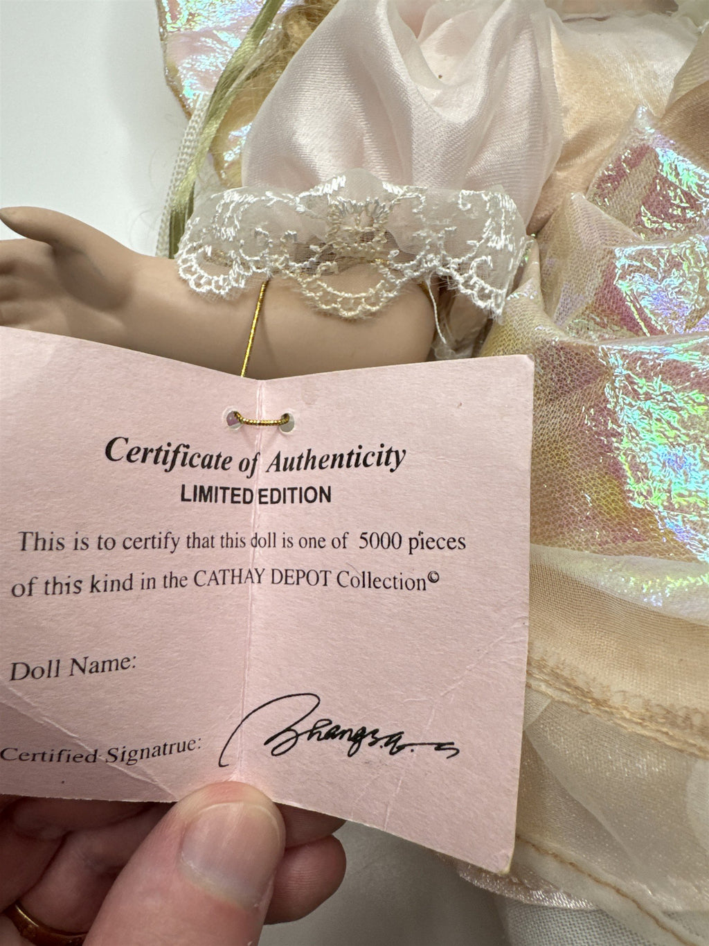 Vintage Cathay 1 of 5000 Swinging Angel Butterfly Wings Porcelain Doll