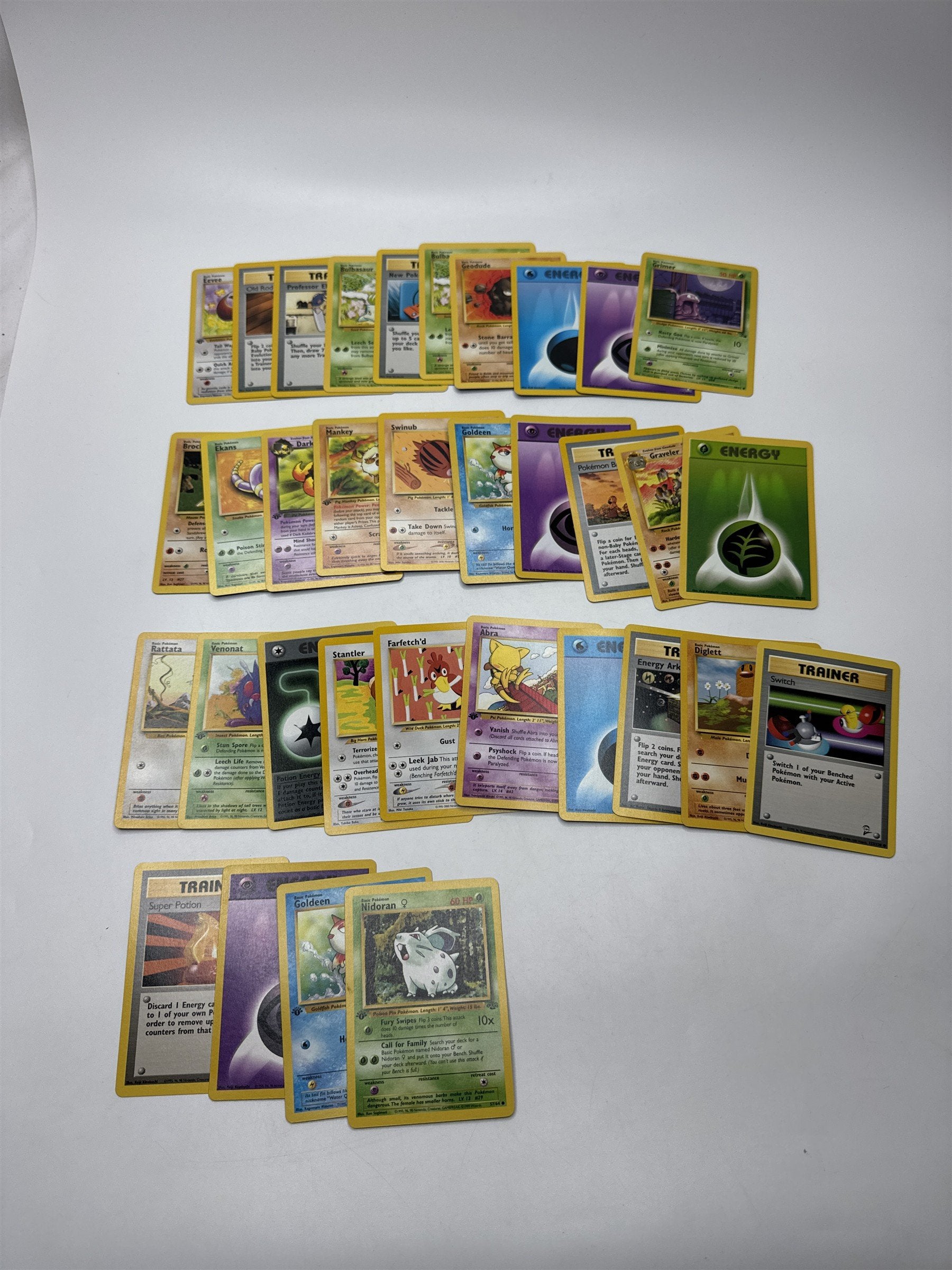 Lot of 34 Random Assorted Pokemon Playing Cards Vintage 1999 (As Pictured)