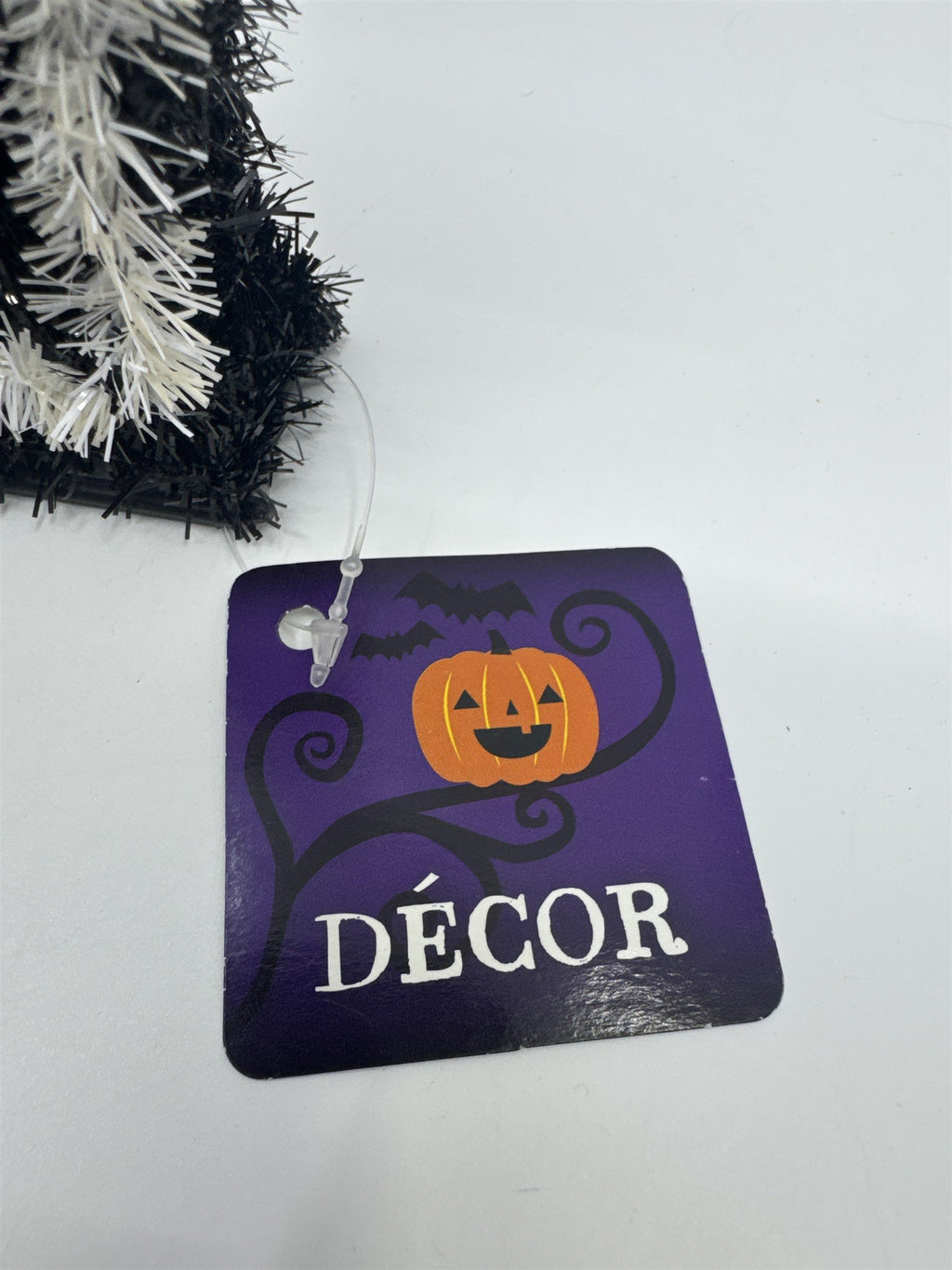 Halloween Black And White RIP Tombstone With Skull Sparkle Decor