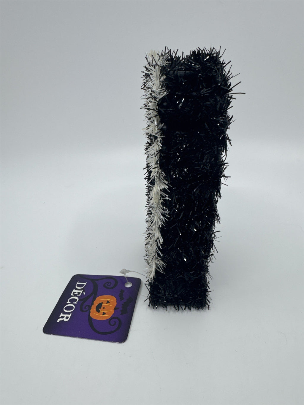 Halloween Black And White RIP Tombstone With Skull Sparkle Decor