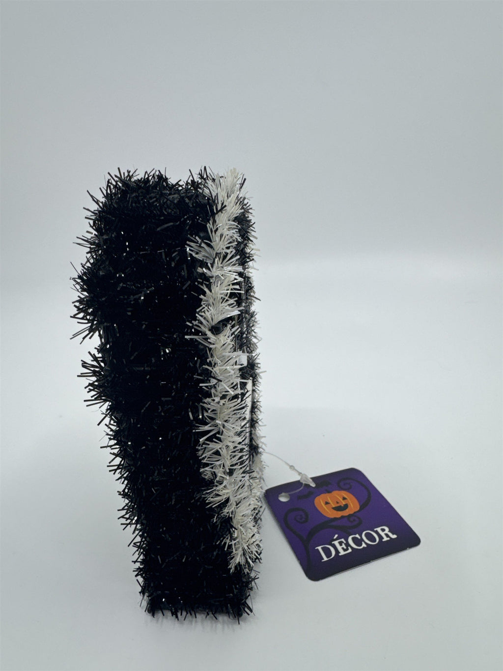 Halloween Black And White RIP Tombstone With Skull Sparkle Decor