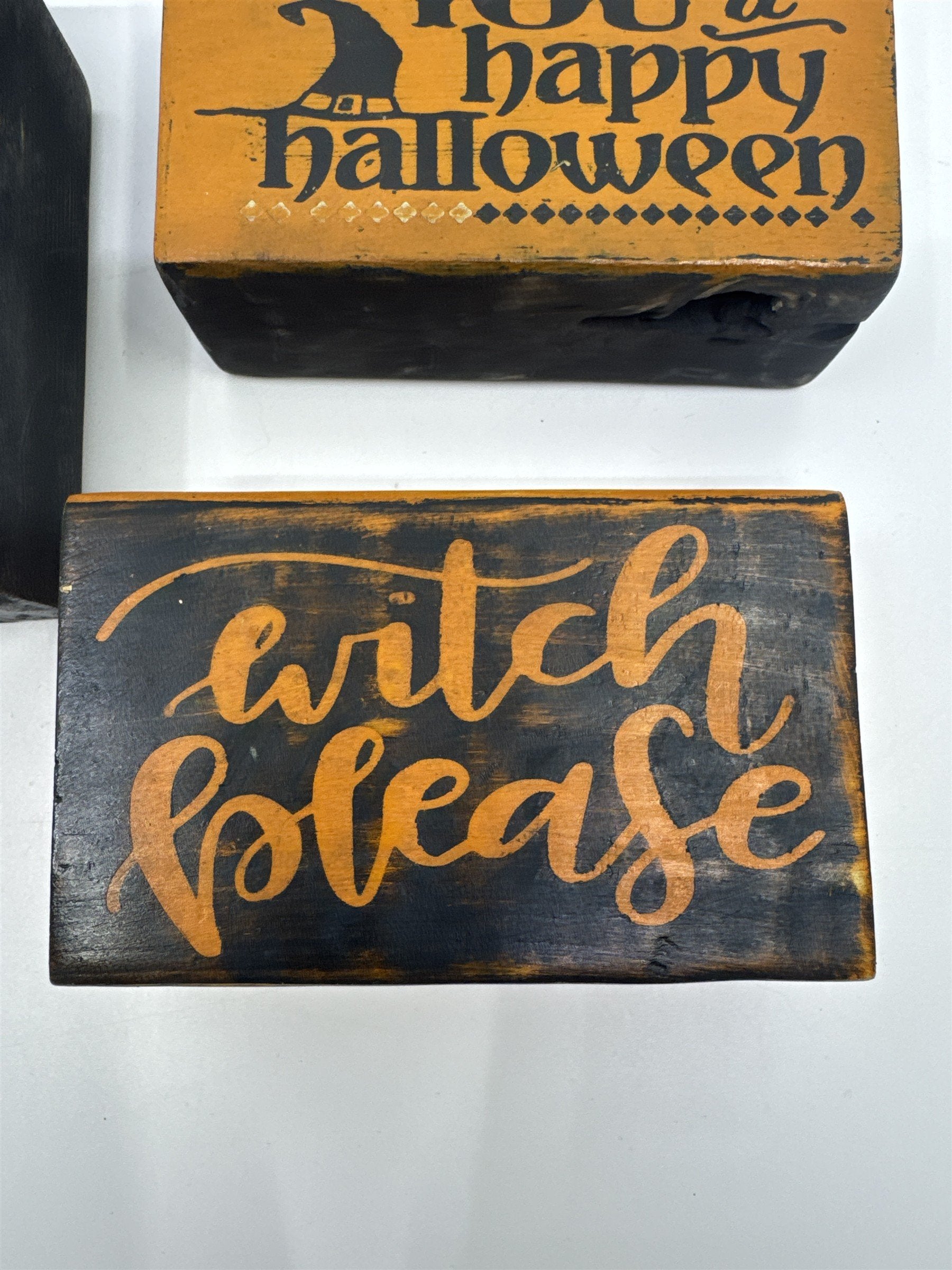 Set of Five Halloween Wooden Painted Blocks Witch, Pumpkin, Halloween Decor
