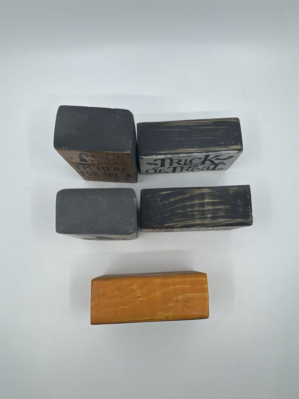 Set of Five Halloween Wooden Painted Blocks Witch, Pumpkin, Halloween Decor