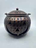 Halloween Bronze Colored Jack O Lantern Metal Basket With Handle