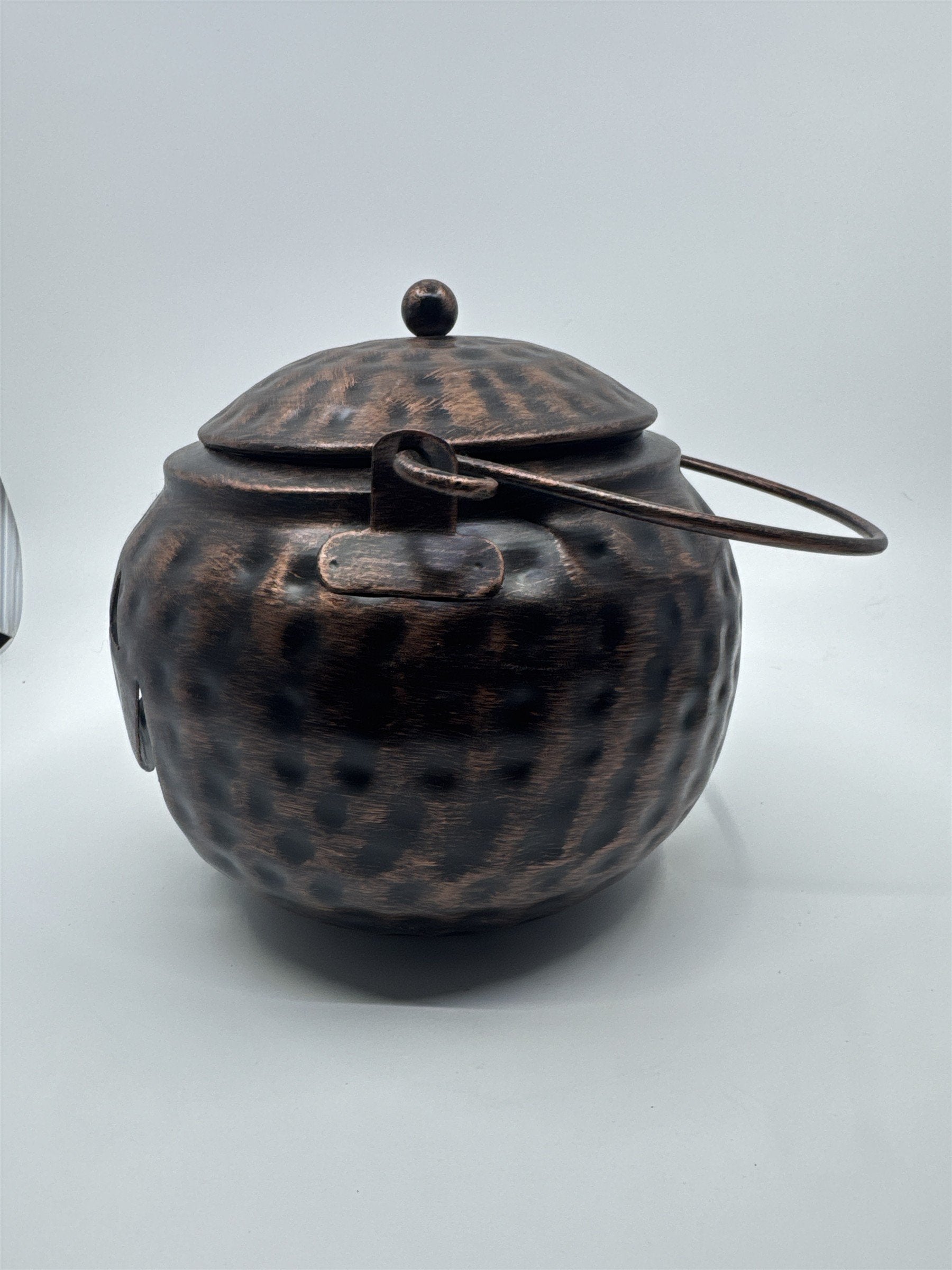Halloween Bronze Colored Jack O Lantern Metal Basket With Handle