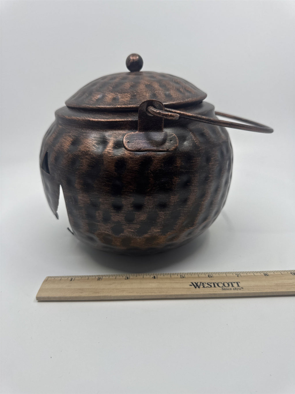 Halloween Bronze Colored Jack O Lantern Metal Basket With Handle