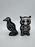 Set Of Two Halloween Animal Skeletons Bird and Owl Decor 1 Glued Piece See Photo