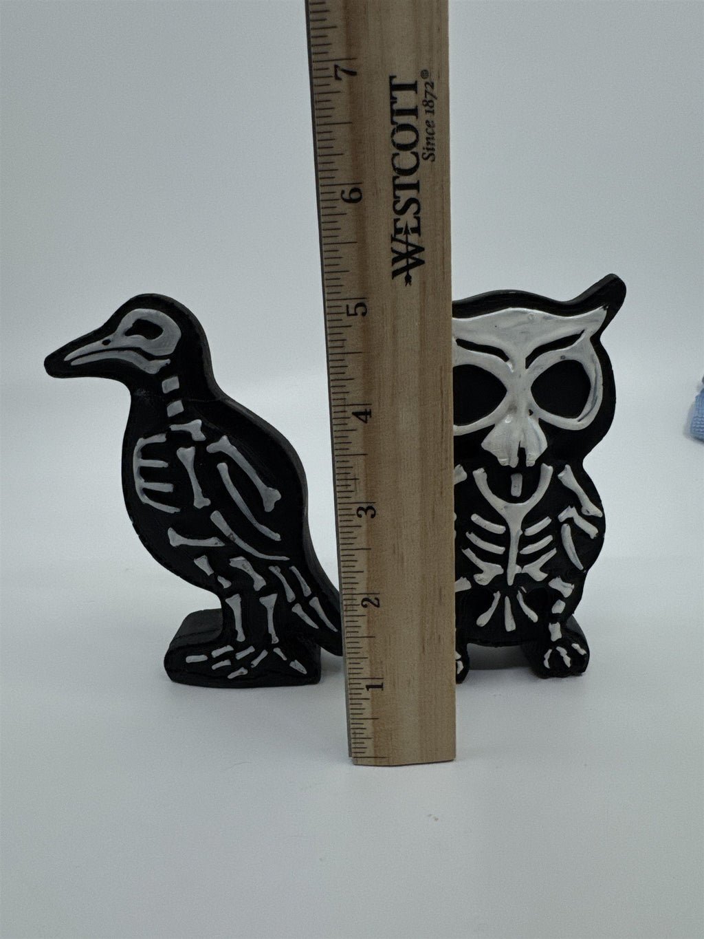 Set Of Two Halloween Animal Skeletons Bird and Owl Decor 1 Glued Piece See Photo