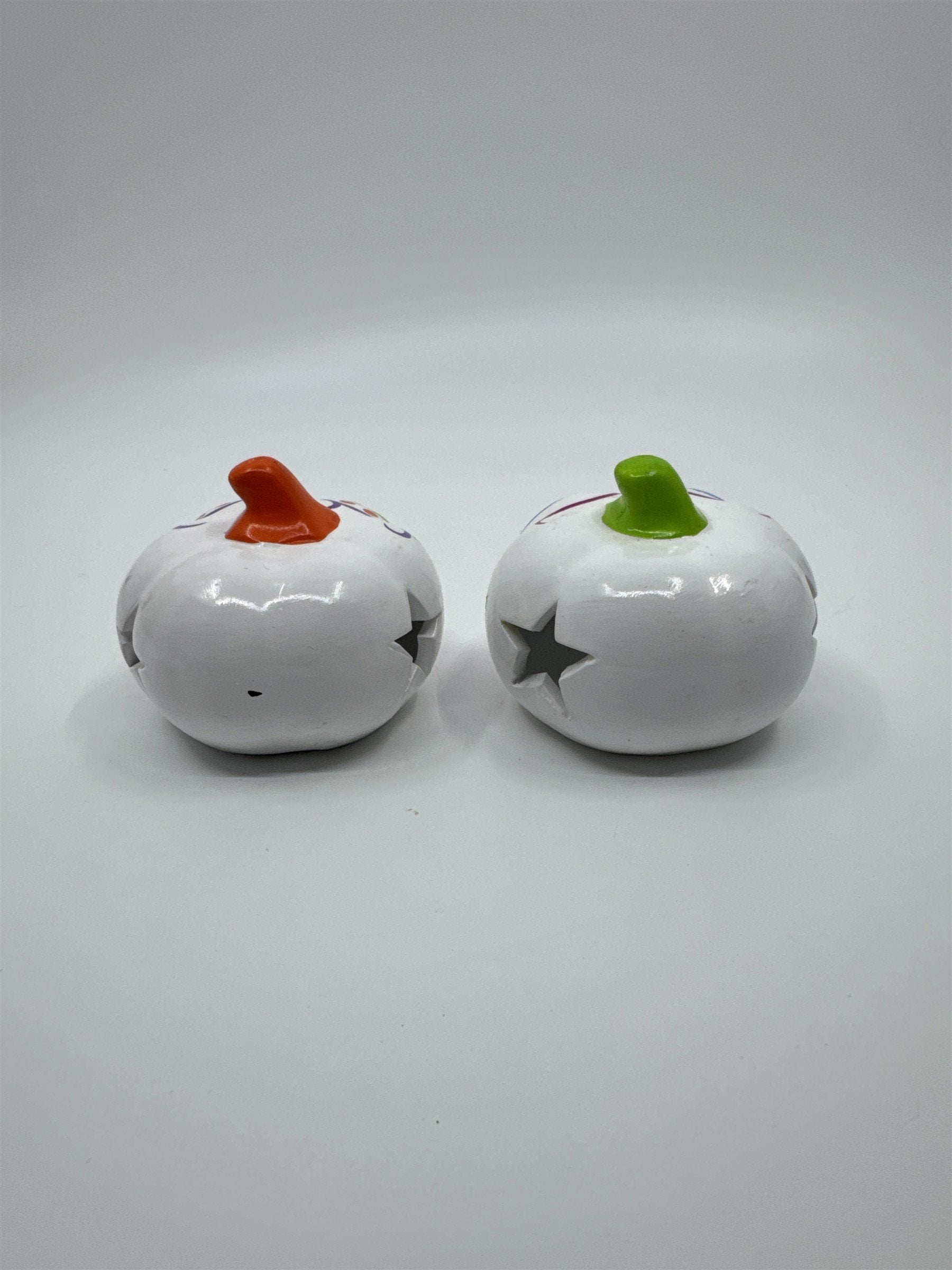 Set Of Two Halloween Day Of The Dead Light Up Sugar Skull Pumpkins