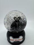 Happy Halloween Skeleton Dog Black And White Snowglobe