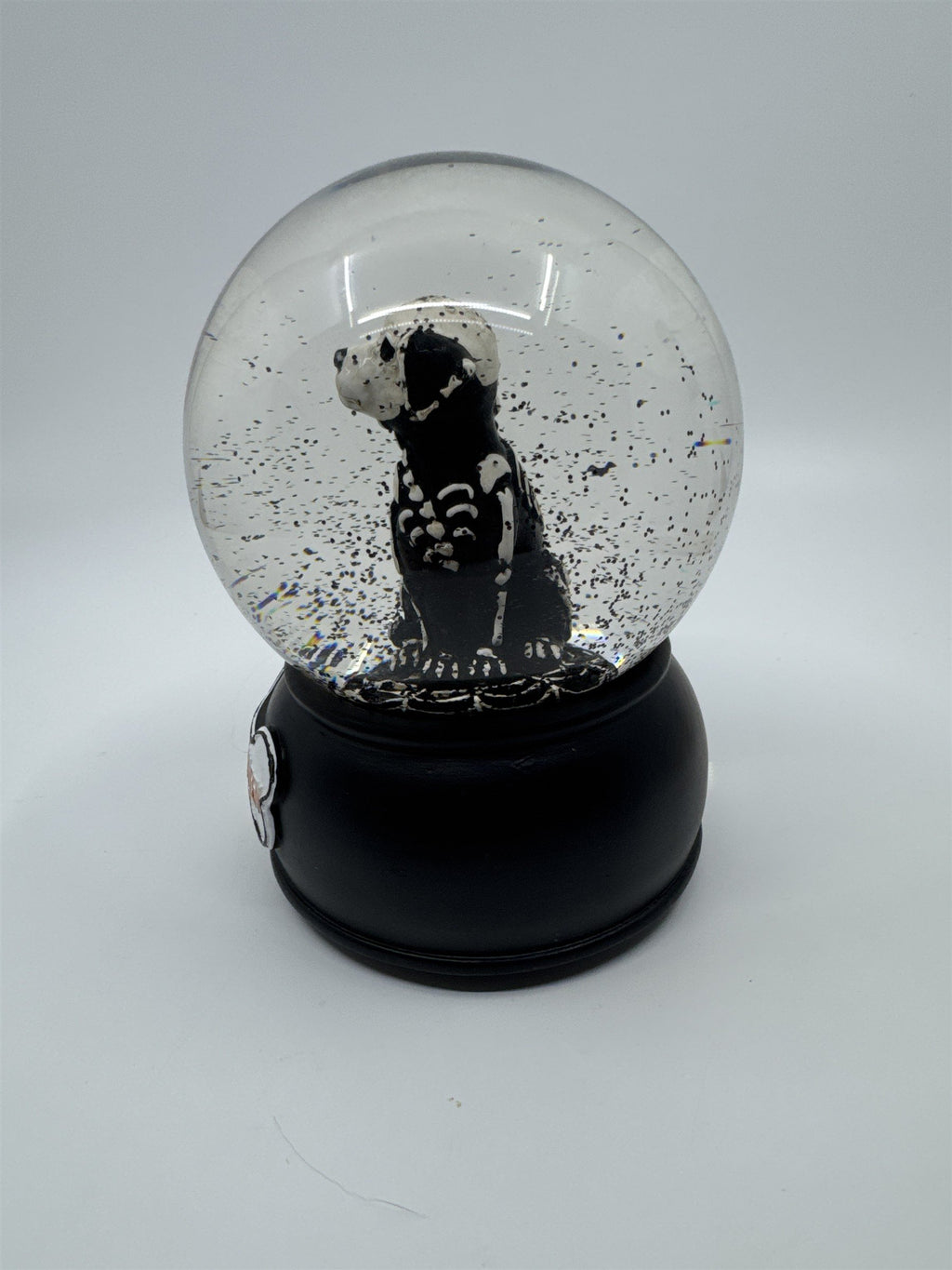 Happy Halloween Skeleton Dog Black And White Snowglobe