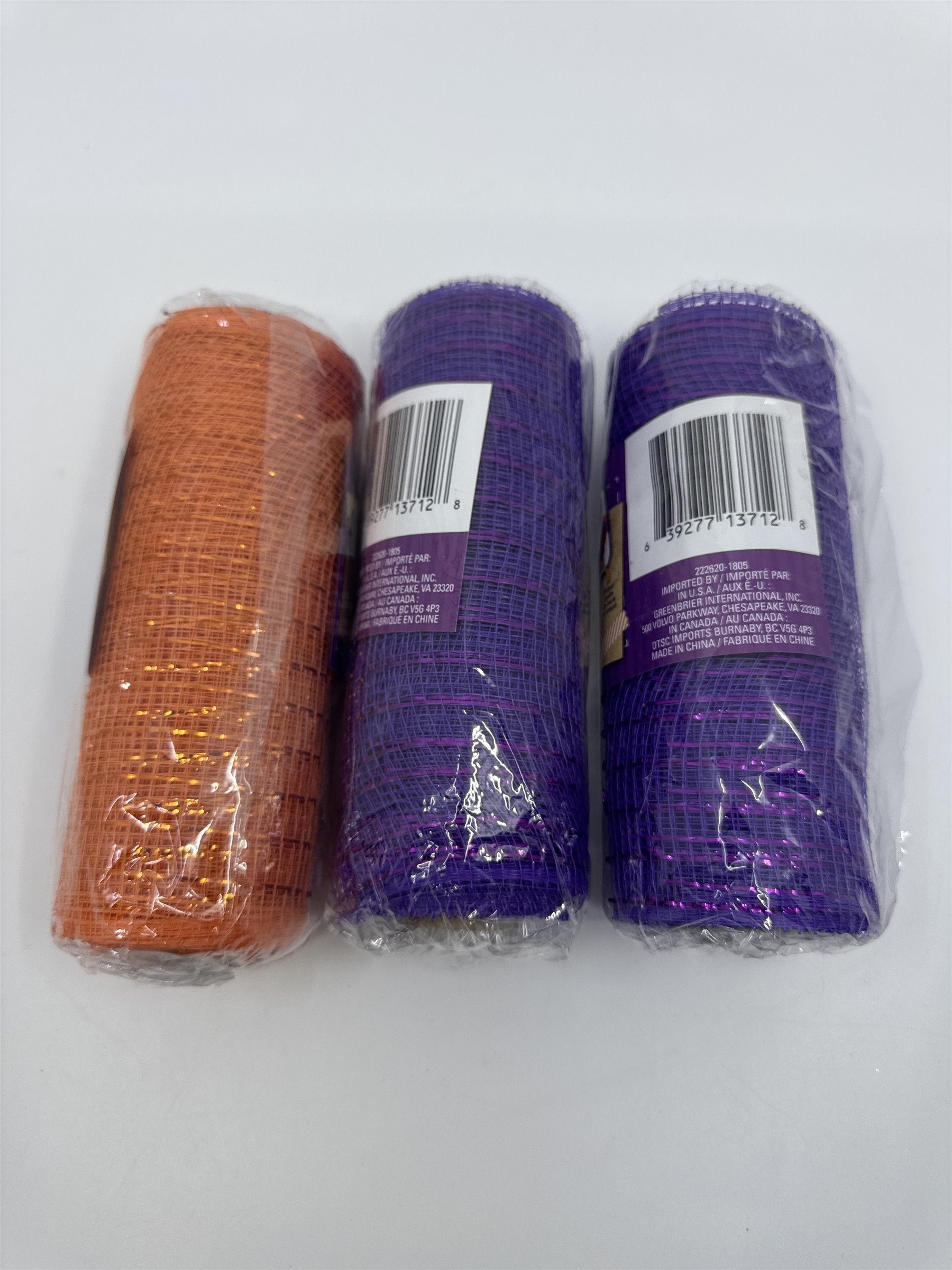 Set Of Three 6 In. x 5 Yd. Purple/Orange Decorative Mesh Halloween Material