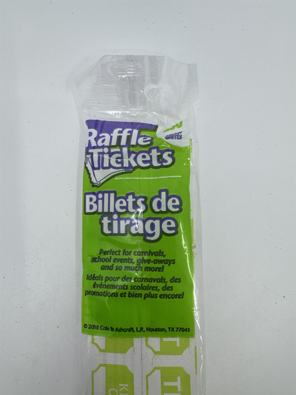Set Of 250 Raffle Tickets Lime Green Colored New In Plastic