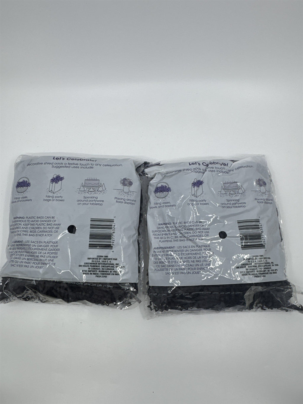 Set Of 2 Black Decorative Shred Easter Grass Black Crafting Shred