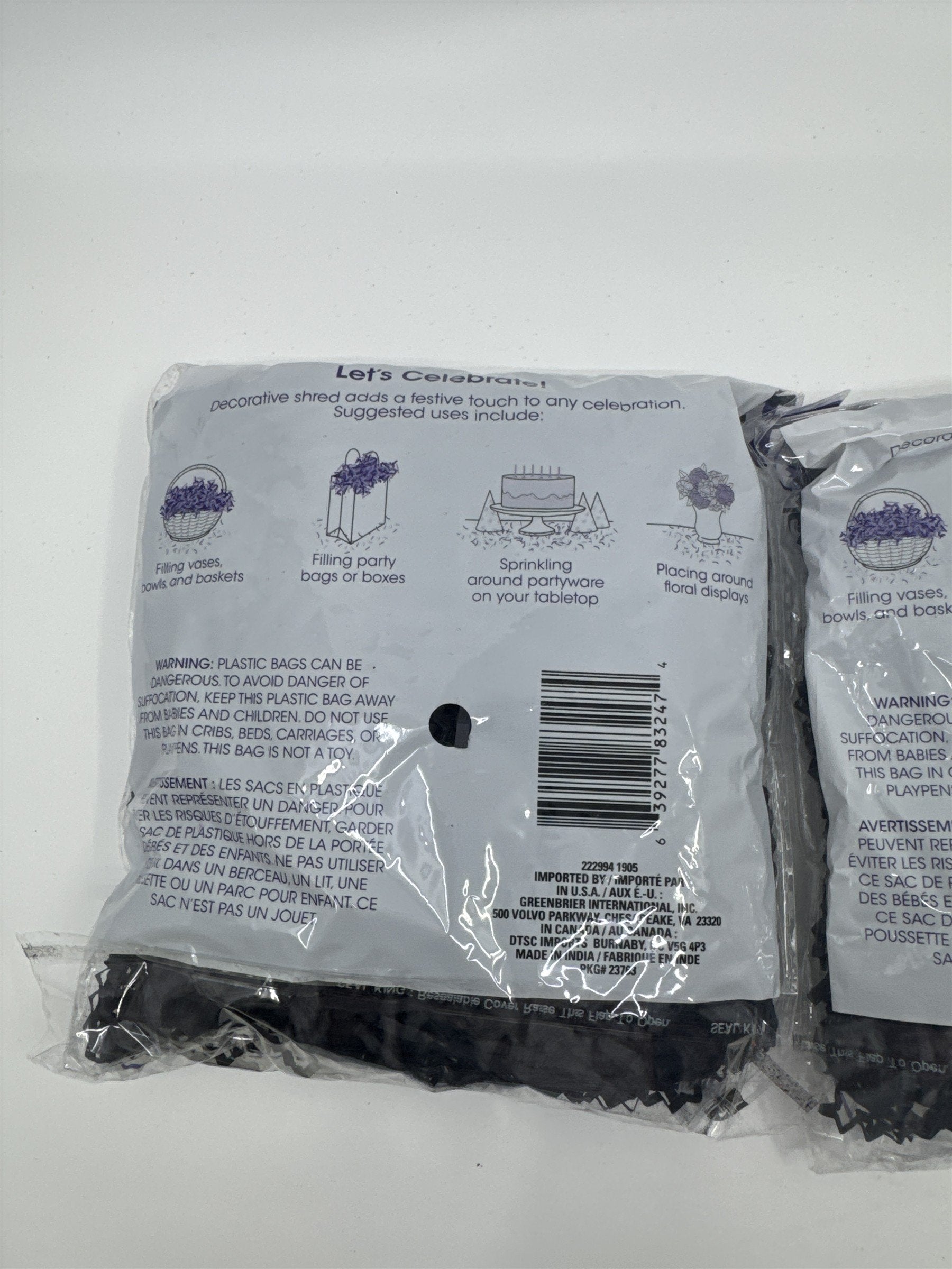 Set Of 2 Black Decorative Shred Easter Grass Black Crafting Shred