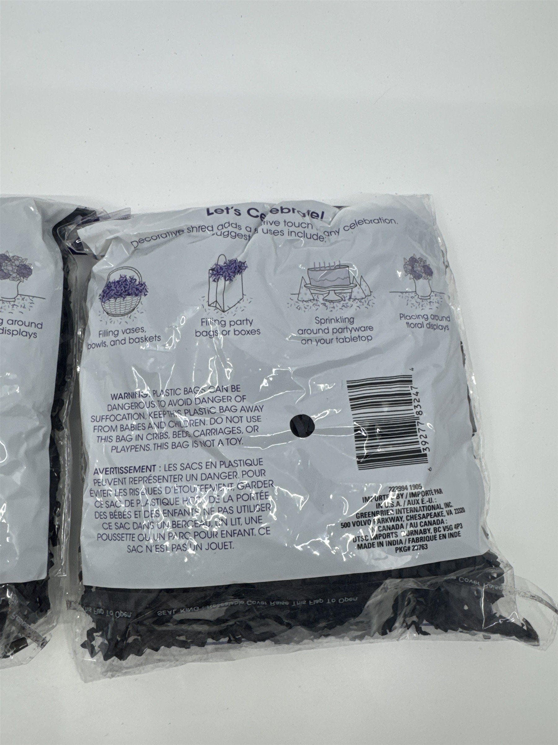 Set Of 2 Black Decorative Shred Easter Grass Black Crafting Shred