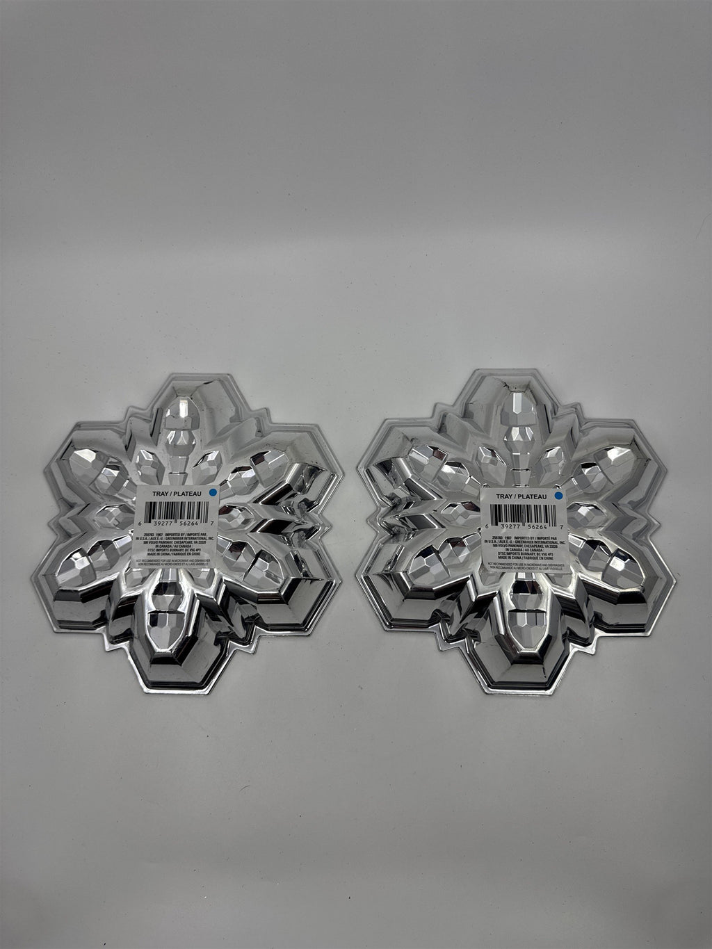 Set of Two Plastic Snowflake Trays Blue/Silver Decorative Christmas Trays