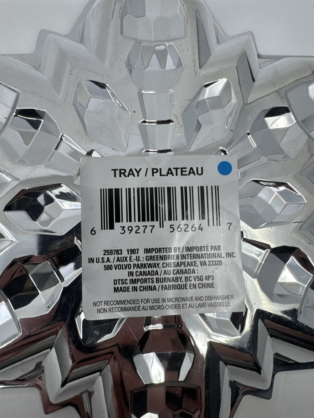Set of Two Plastic Snowflake Trays Blue/Silver Decorative Christmas Trays