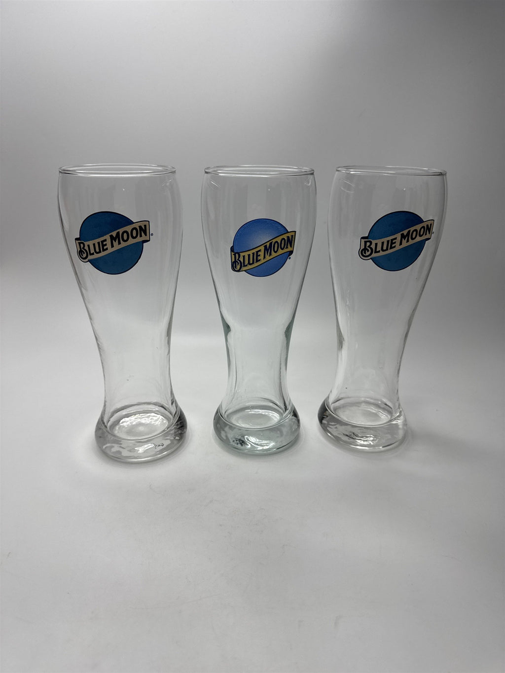 Set of 3x Blue Moon Bar Pub Beer Glass 16oz Heavy Bottomed Glass