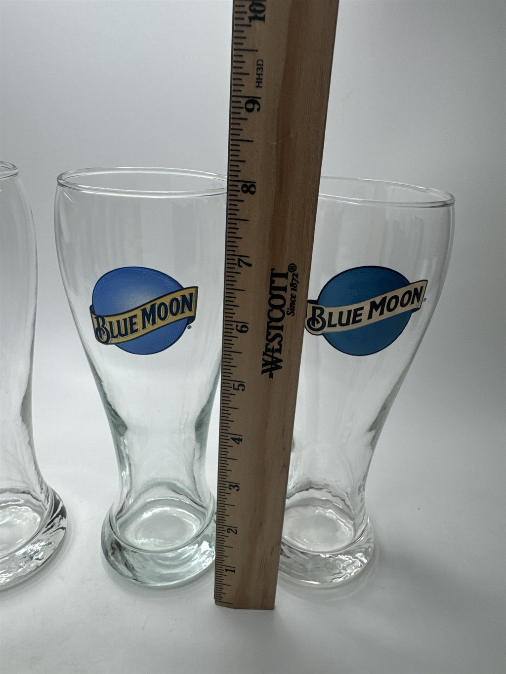 Set of 3x Blue Moon Bar Pub Beer Glass 16oz Heavy Bottomed Glass