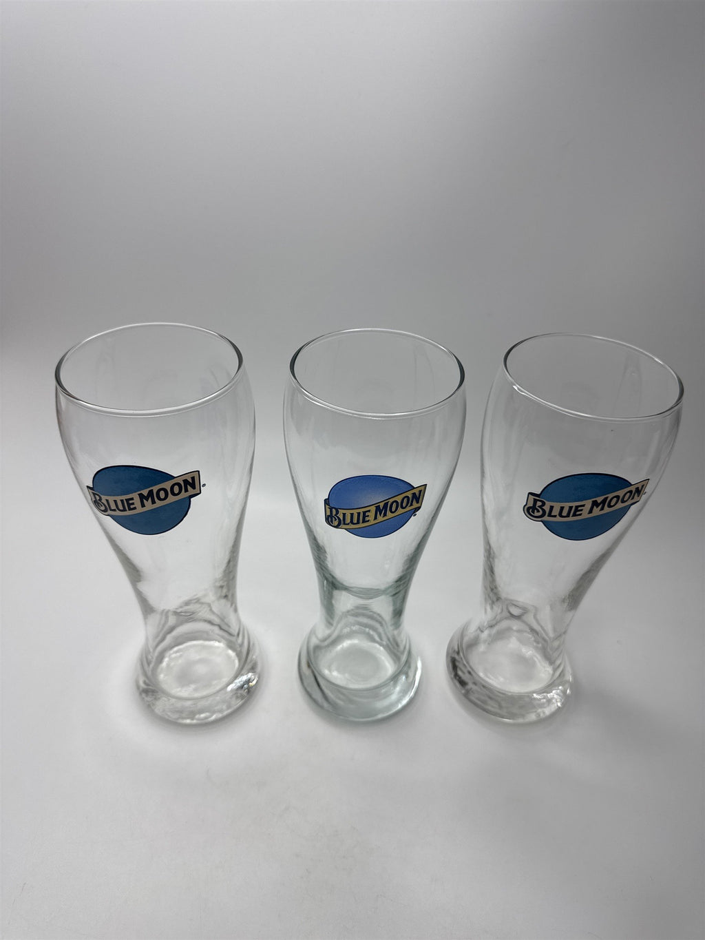 Set of 3x Blue Moon Bar Pub Beer Glass 16oz Heavy Bottomed Glass