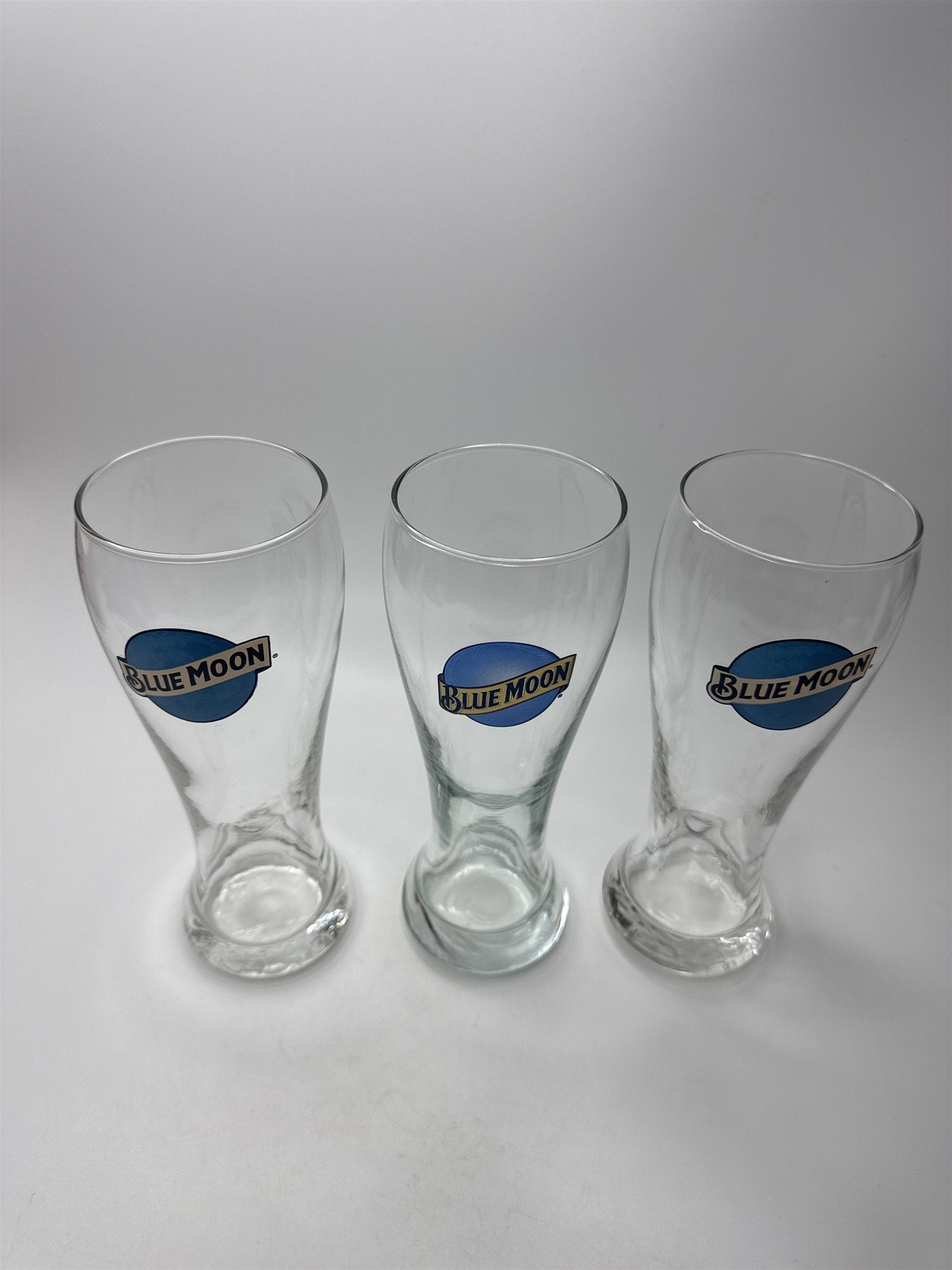 Set of 3x Blue Moon Bar Pub Beer Glass 16oz Heavy Bottomed Glass
