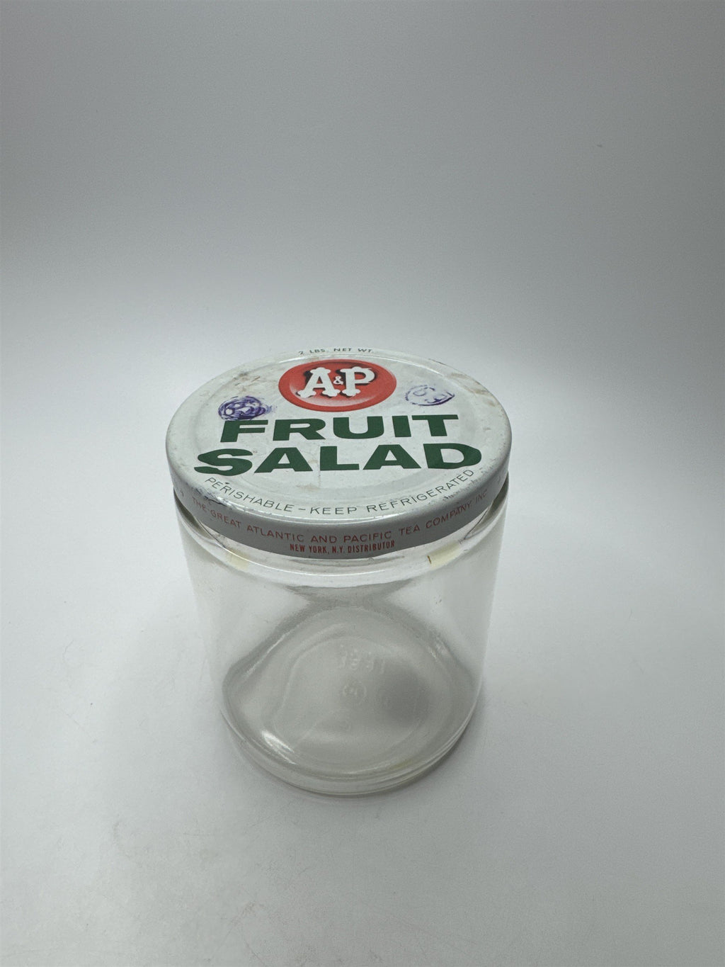 Vintage A&P FRUIT SALAD The Great Atlantic and Pacific Tea Company Empty Jar