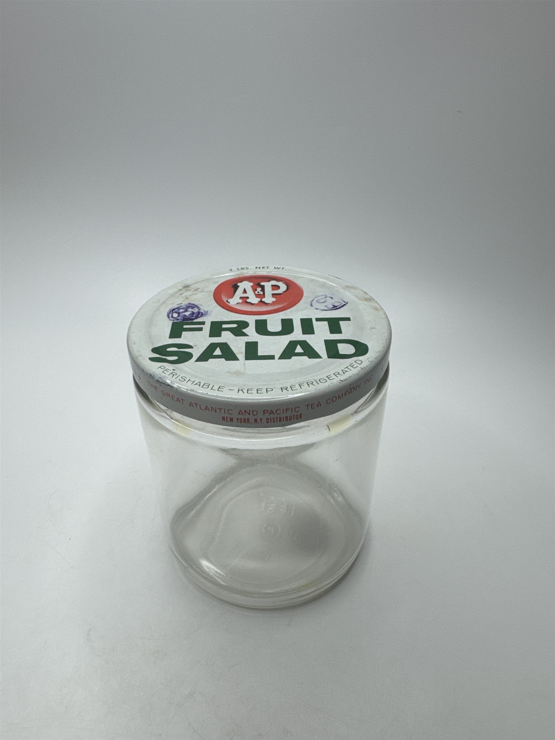 Vintage A&P FRUIT SALAD The Great Atlantic and Pacific Tea Company Empty Jar
