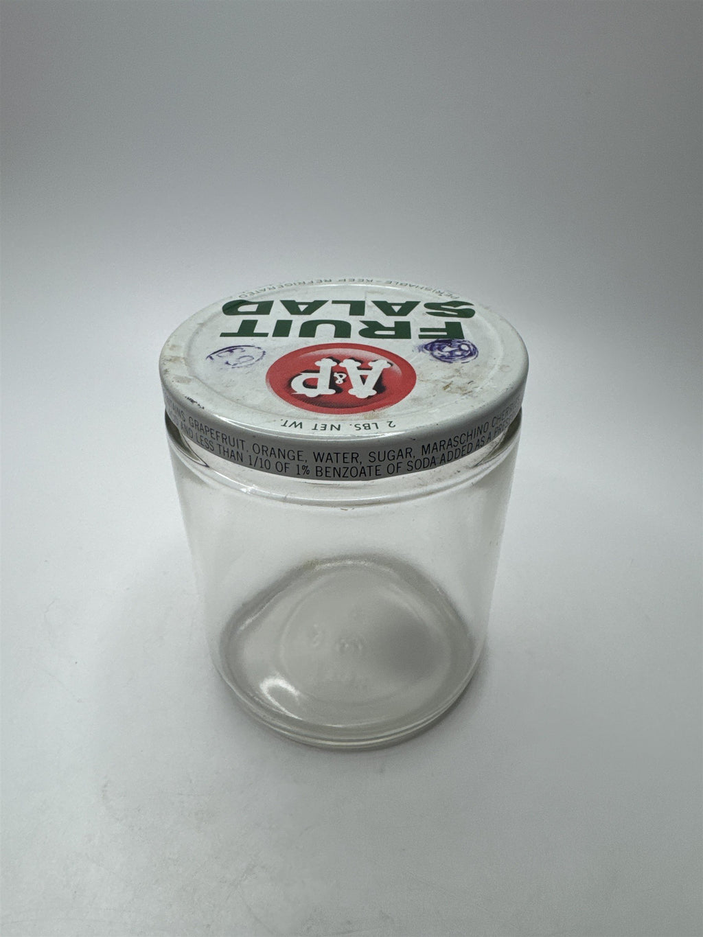 Vintage A&P FRUIT SALAD The Great Atlantic and Pacific Tea Company Empty Jar
