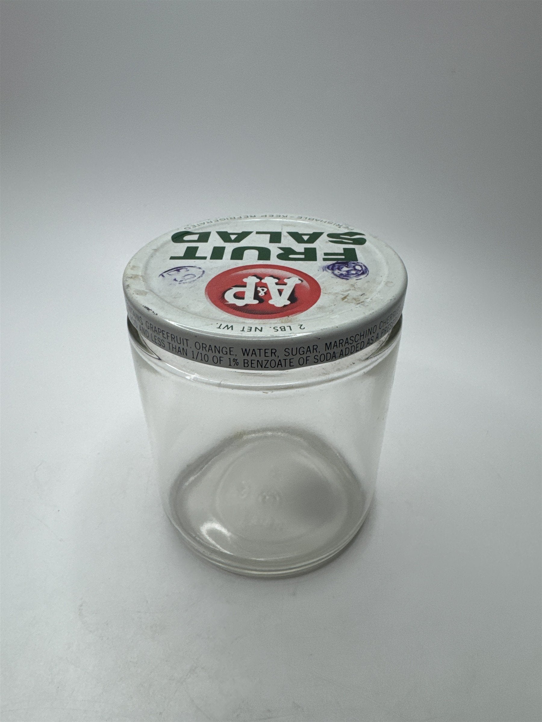 Vintage A&P FRUIT SALAD The Great Atlantic and Pacific Tea Company Empty Jar