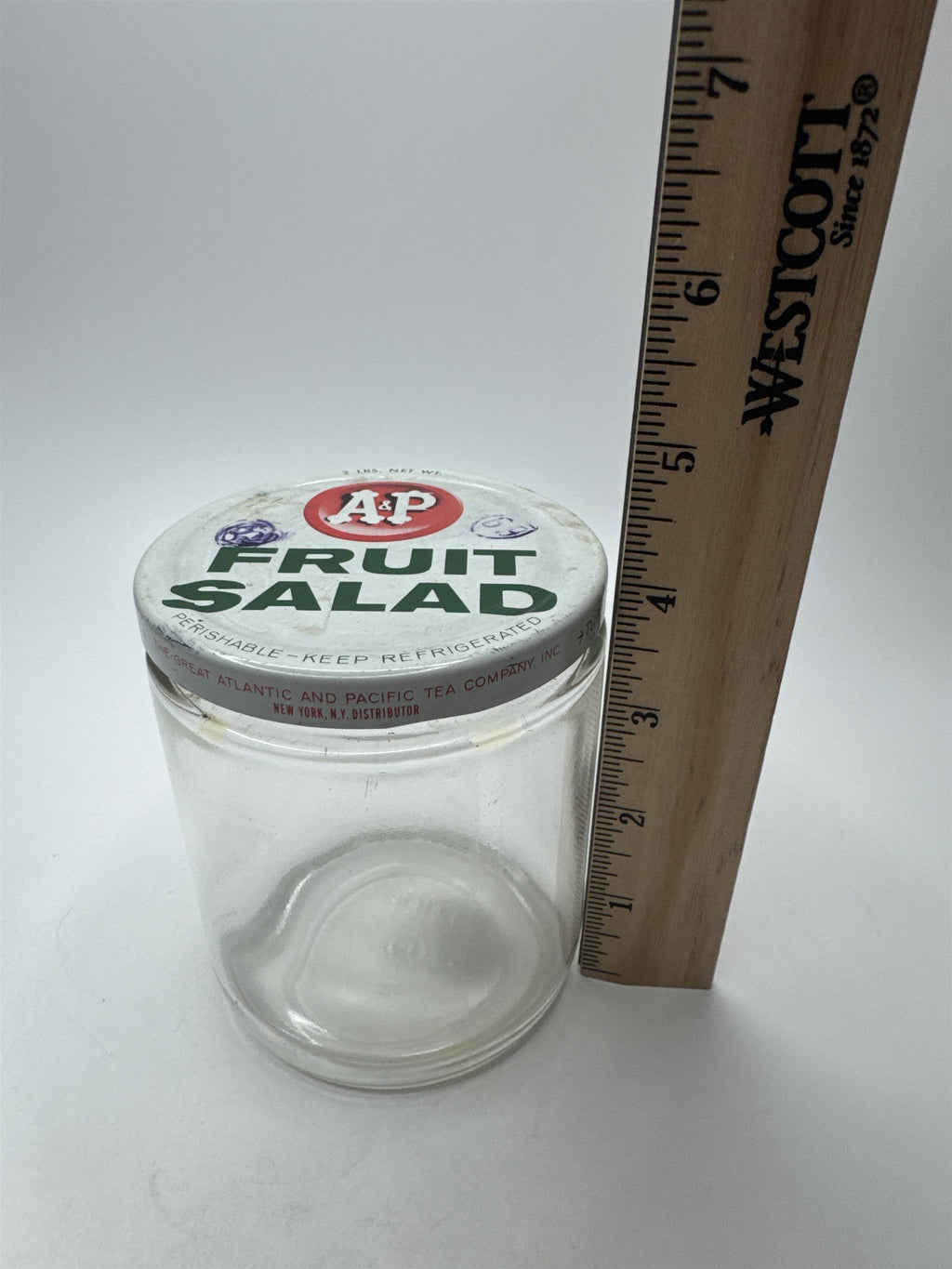 Vintage A&P FRUIT SALAD The Great Atlantic and Pacific Tea Company Empty Jar