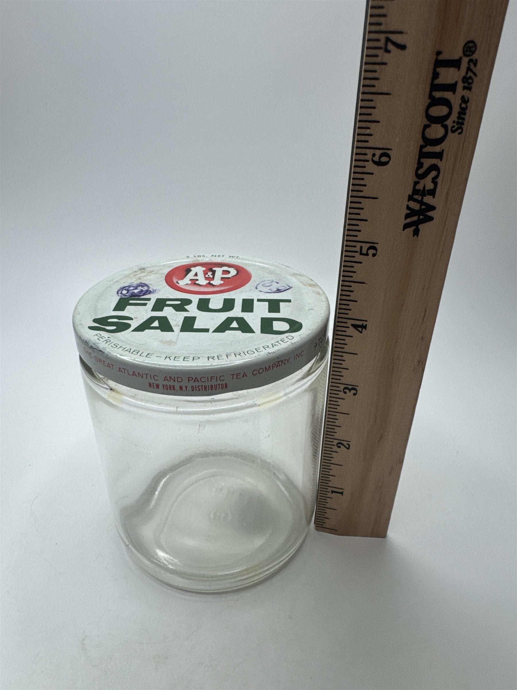 Vintage A&P FRUIT SALAD The Great Atlantic and Pacific Tea Company Empty Jar