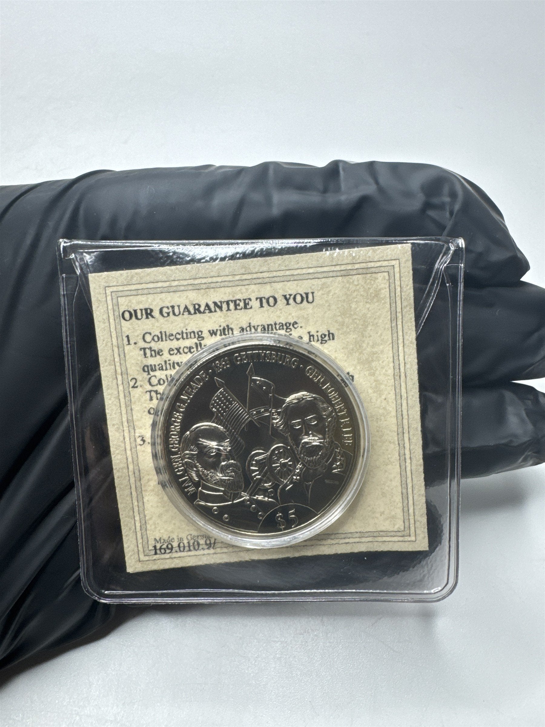 American Mint Gettysburg Civil War Commemorative $5 Coin /w COA in Plastic