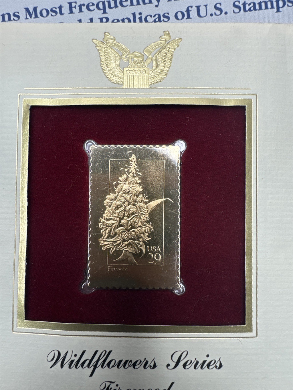 1992 Wildflower Series Fireweed Gold Foil Stamp Replica First Day of Issue