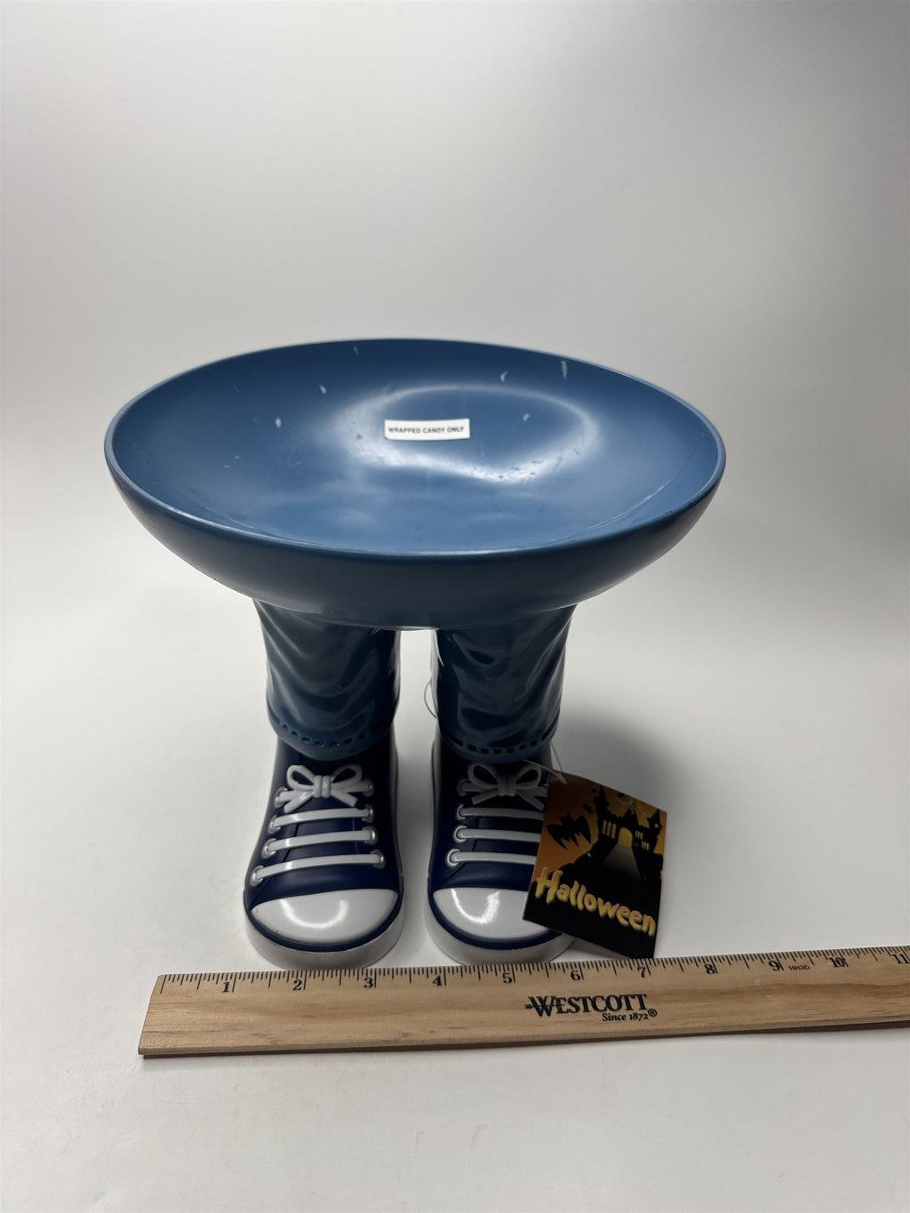 Vintage Halloween Candy Dish Pumpkin Stand Legs with Pants Nostalgic