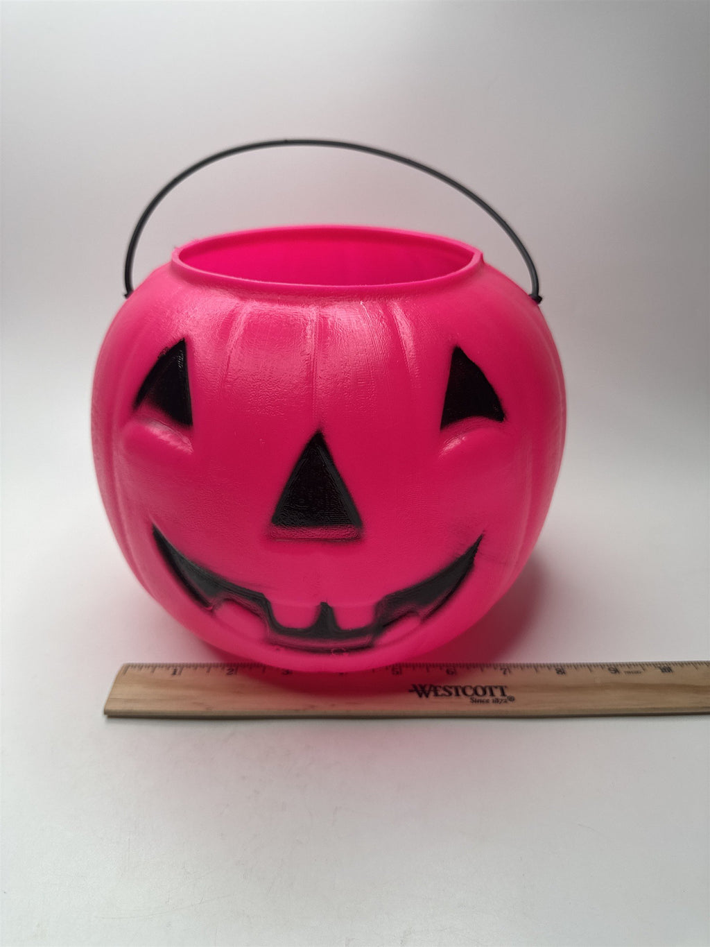 Vintage Halloween Jack-O-Lantern Pumpkin Blow Mold Candy Pail Nostalgic PINK