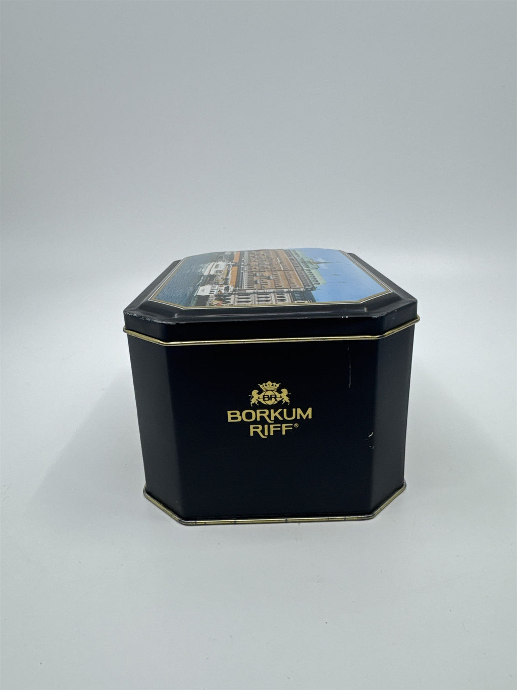 Vtg Borkum Riff Bourbon Whiskey Pipe Tobacco Grand Hotel Sweden Empty Tin