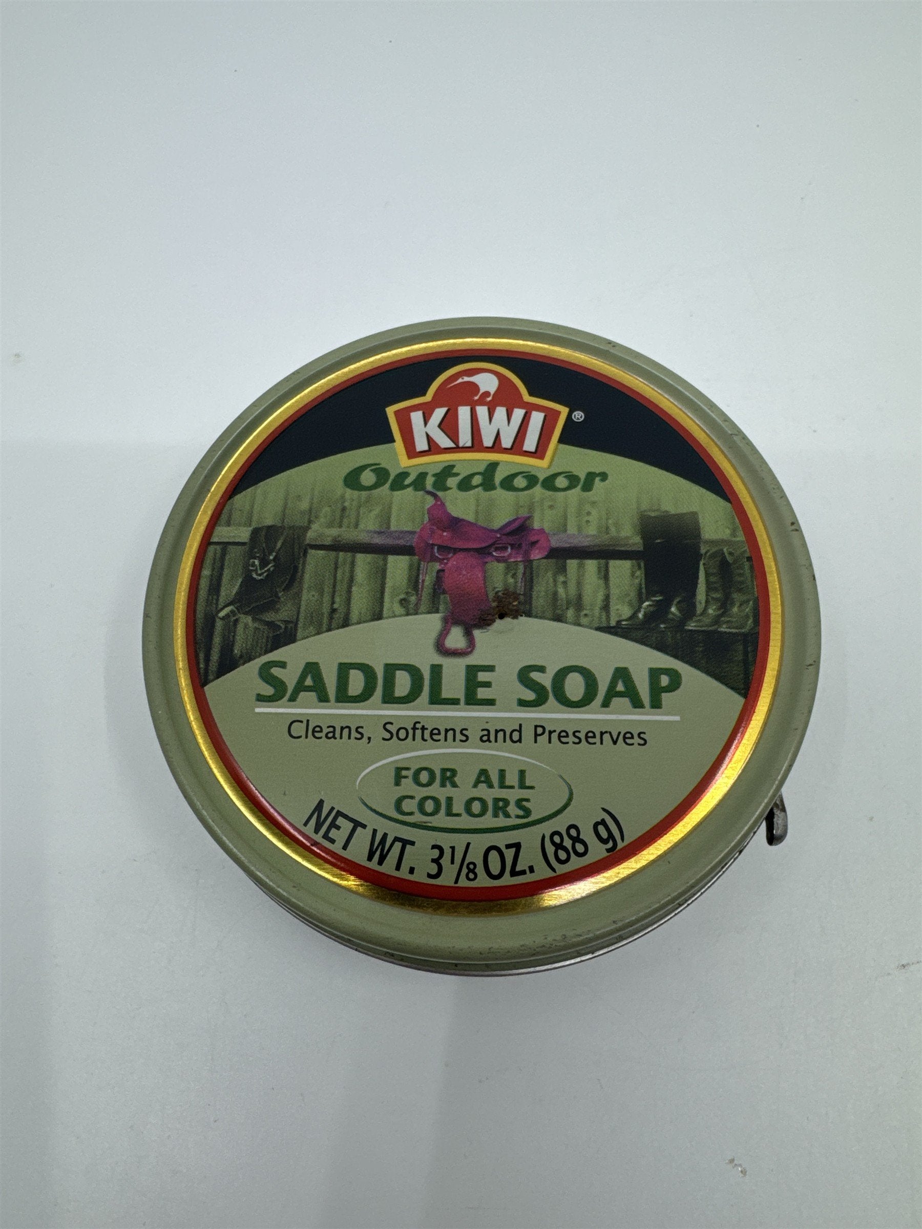 Vintage Kiwi Outdoor Saddle Soap Empty 3 1/8 Oz Empty Tin