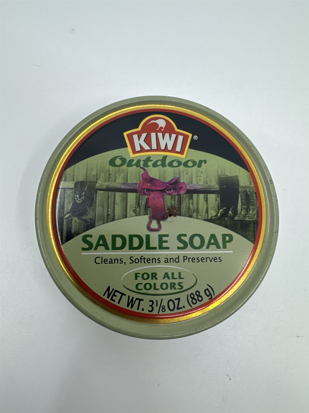 Vintage Kiwi Outdoor Saddle Soap Empty 3 1/8 Oz Empty Tin