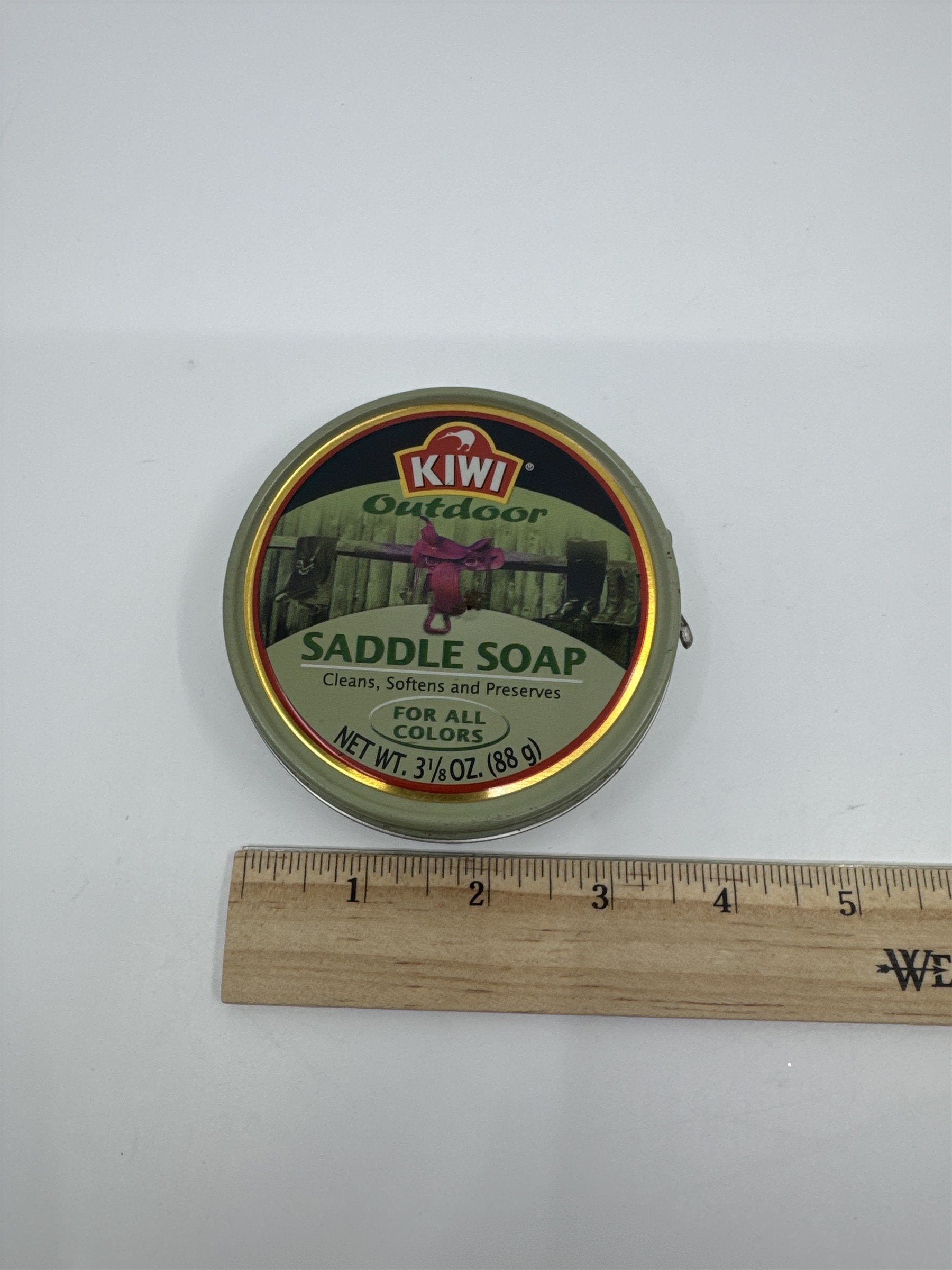 Vintage Kiwi Outdoor Saddle Soap Empty 3 1/8 Oz Empty Tin