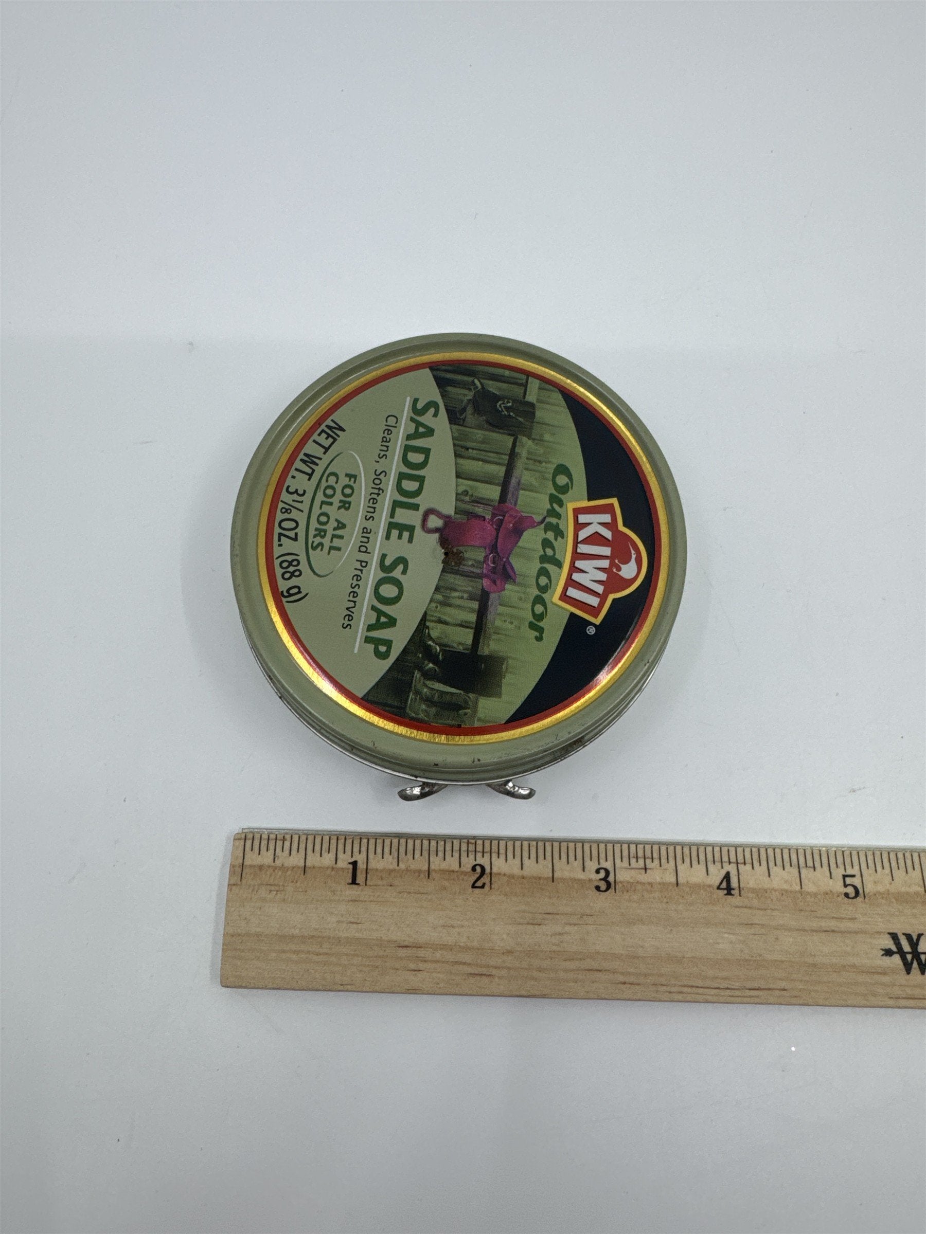 Vintage Kiwi Outdoor Saddle Soap Empty 3 1/8 Oz Empty Tin