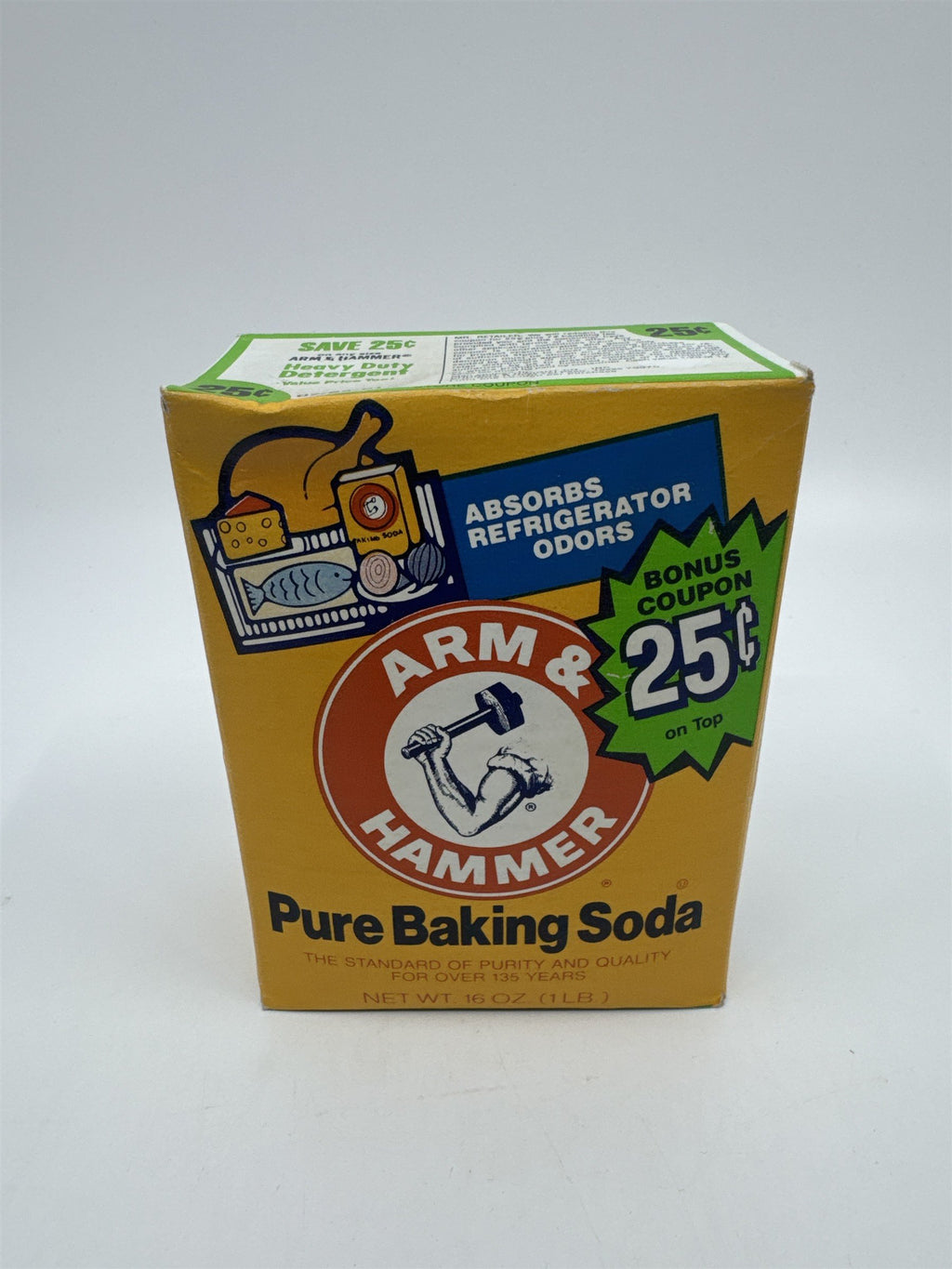 Vintage Nostalgic Arm And Hammer Pure Baking Soda 16 Oz. Full Box